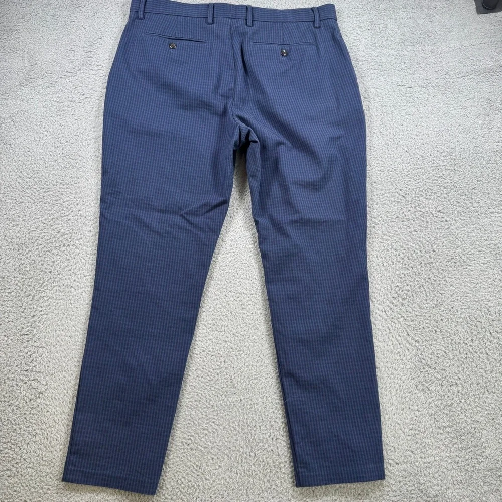 Banana Republic Slim Tapered Blue Micro Check Stretch Pants Mens 35x30 Workwear